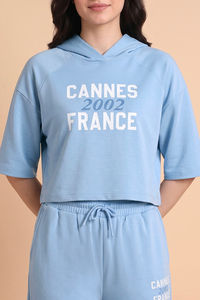 Zivame Athleisure Hooded Sweatshirt - Blue Bell — thumbnail 4